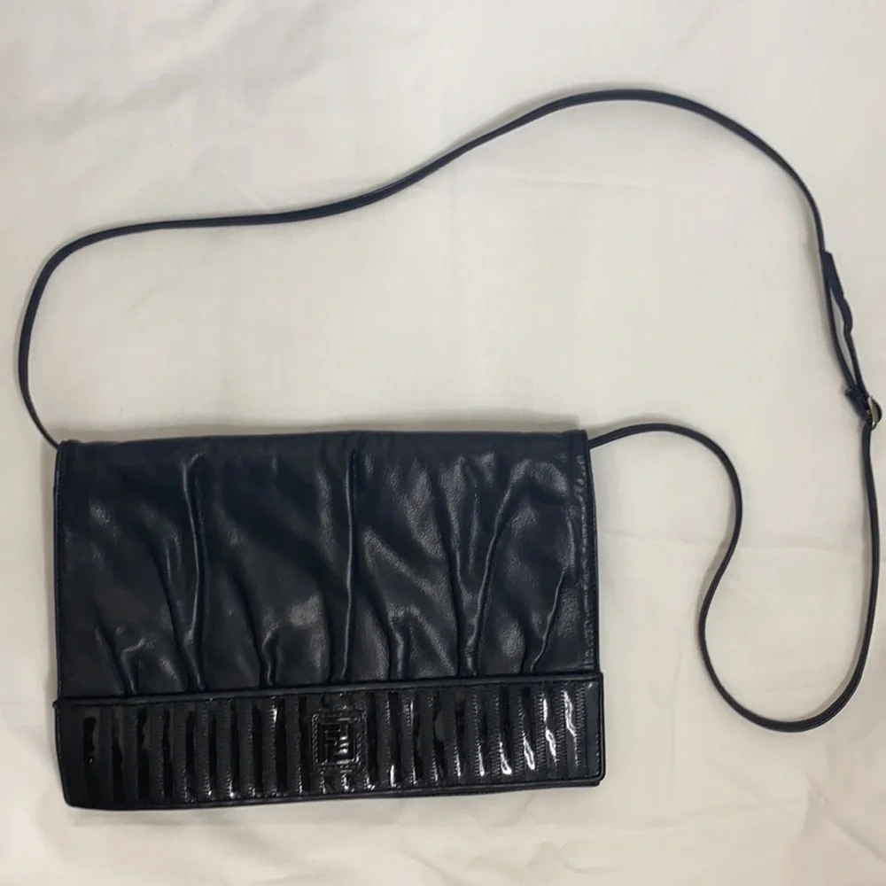 Vintage Fendi Black‎ Clutch Shoulder Bag
